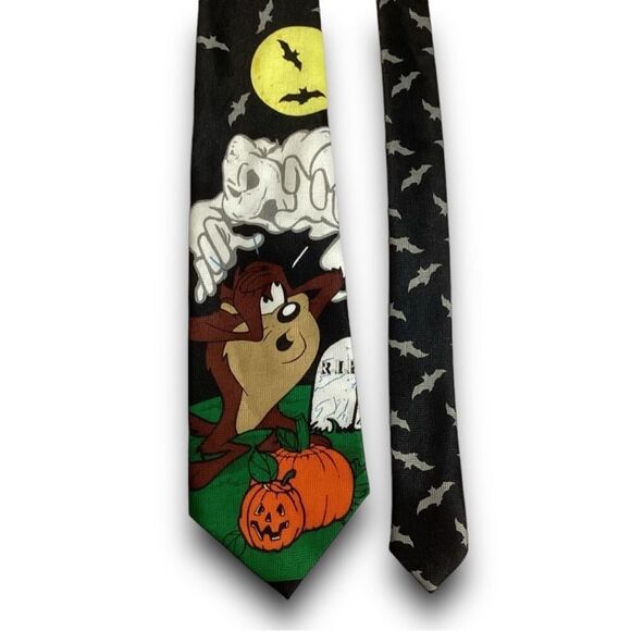 Vintage Looney Tunes Mania Tazmanian Devil Pumpkin Halloween Necktie - Picture 4 of 11